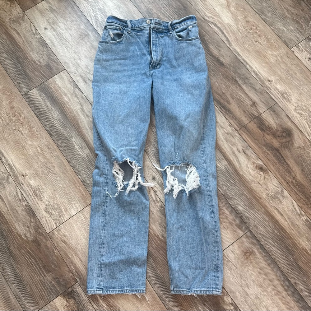 Abercrombie & Fitch Distressed Blue Mom Jeans